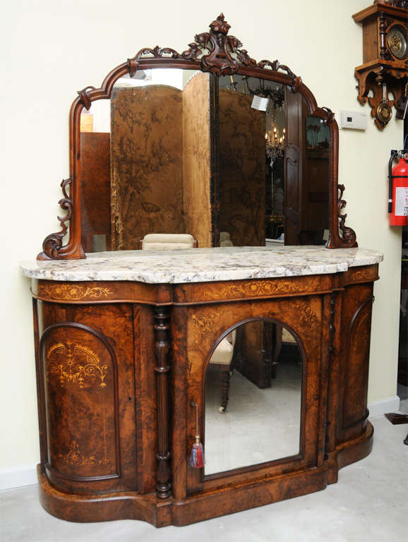 Superb English Marble Top Credenzia