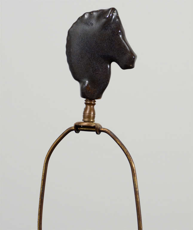 Two Ceramic Lamps with Horse Head Motif 4