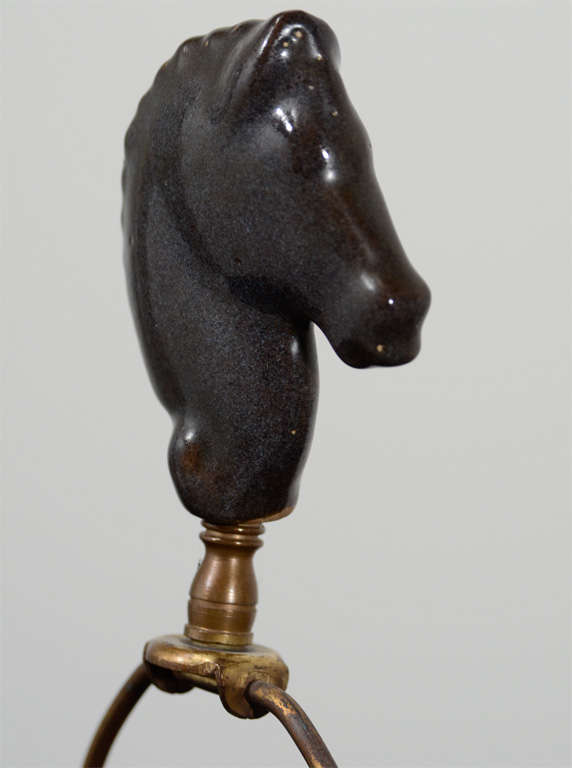 Two Ceramic Lamps with Horse Head Motif 5