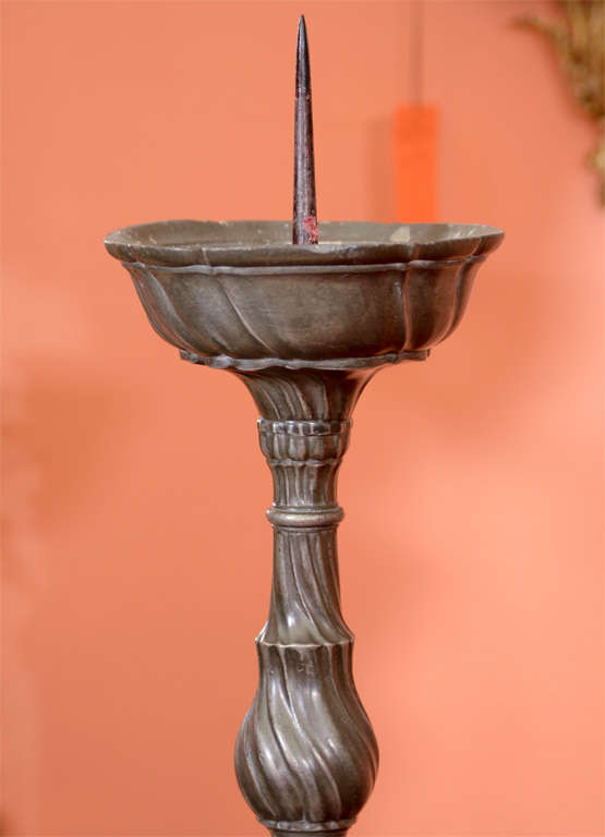 Pair of European Pewter Pricket Sticks In Good Condition In Westwood, NJ