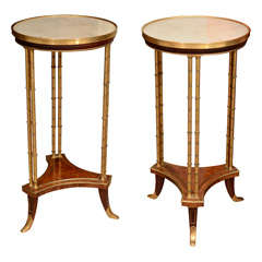 Pair of French Marble Top Bronze Stands