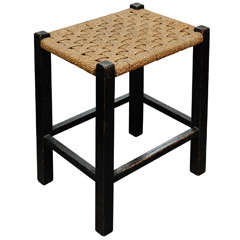 English Weaved Seat Painted Stool, Circa 1860