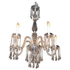 Stunning Vintage Lead Crystal Five-Arm Chandelier