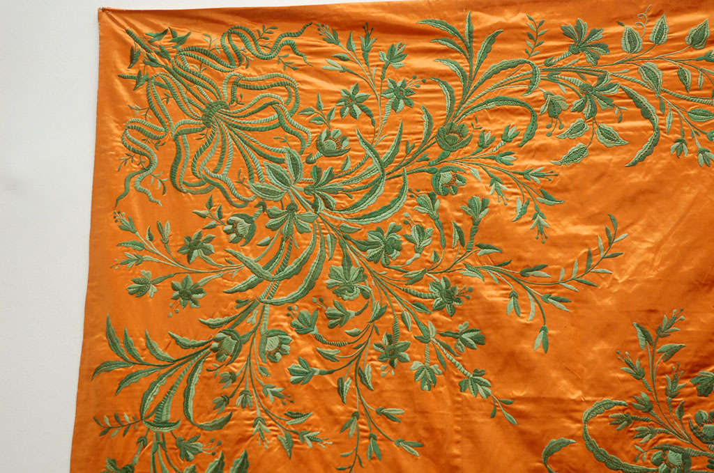 Silk Antique Ottoman Empire silk textile hanging/ throw