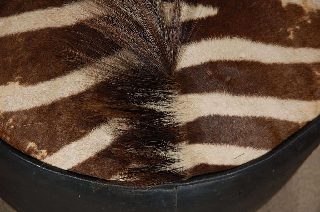 Moroccan Zebra leather Pouf, Stool