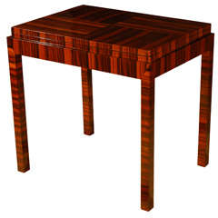 Modernist Zebra wood game table by Lajos Kozma