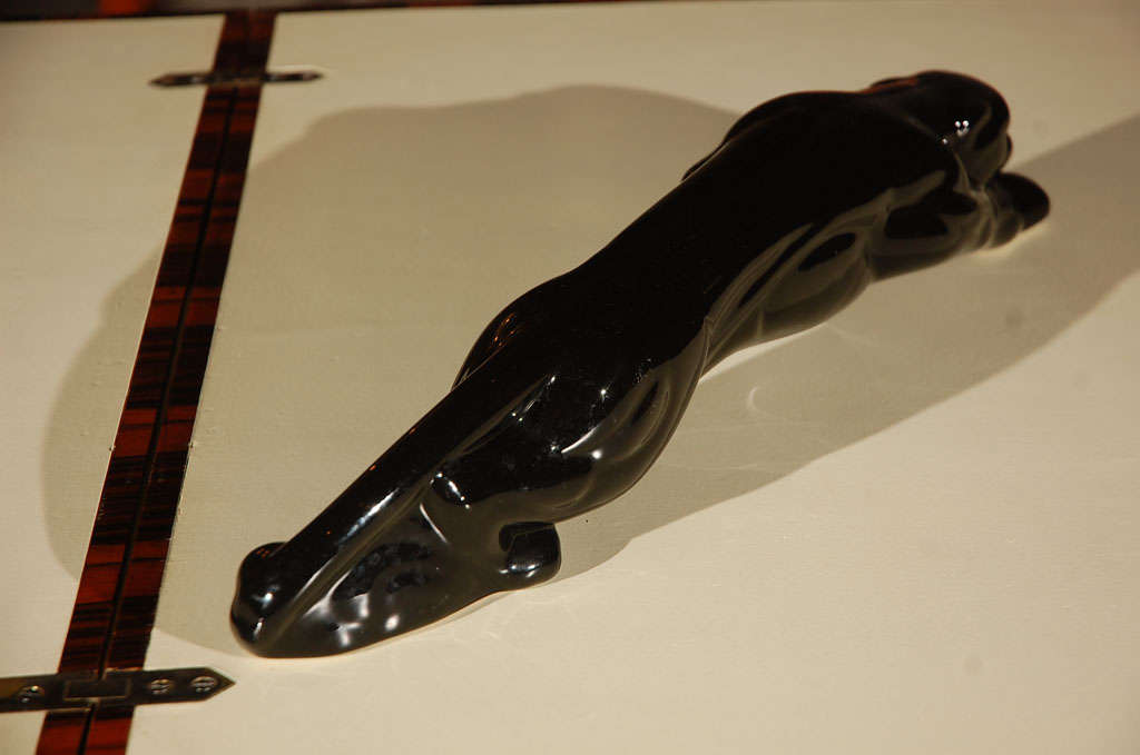Art Deco Black Glazed  Ceramic Jaguar For Sale 2