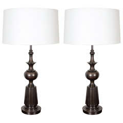 A Pair of Stiffel Antique Bronzed Table Lamps.