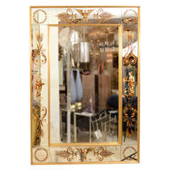 Rectangular mirror with reverse painted surround