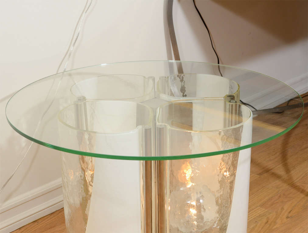 Mid-20th Century Interior lit clear and lattimo glass occasional table by Vistosi