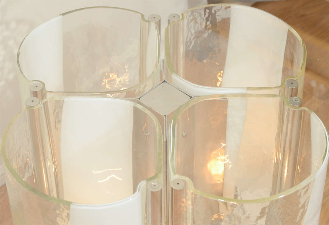 Interior lit clear and lattimo glass occasional table by Vistosi 3
