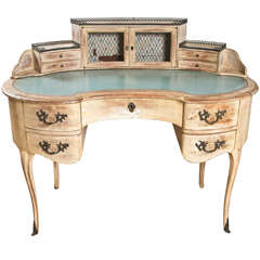 1940's Leather Top Louis XV Style Desk