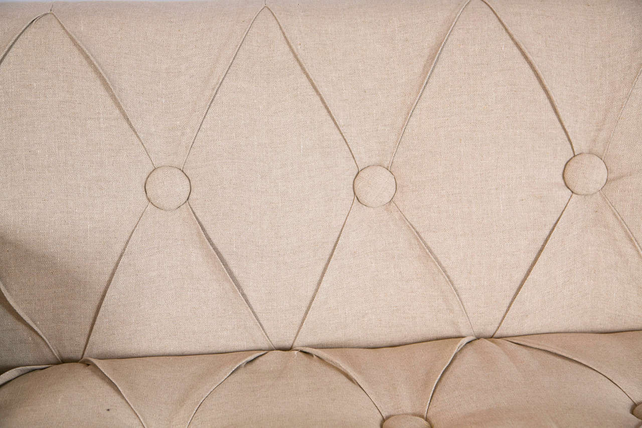 American 1950's Two-Part Sofa In Linen Upholstery