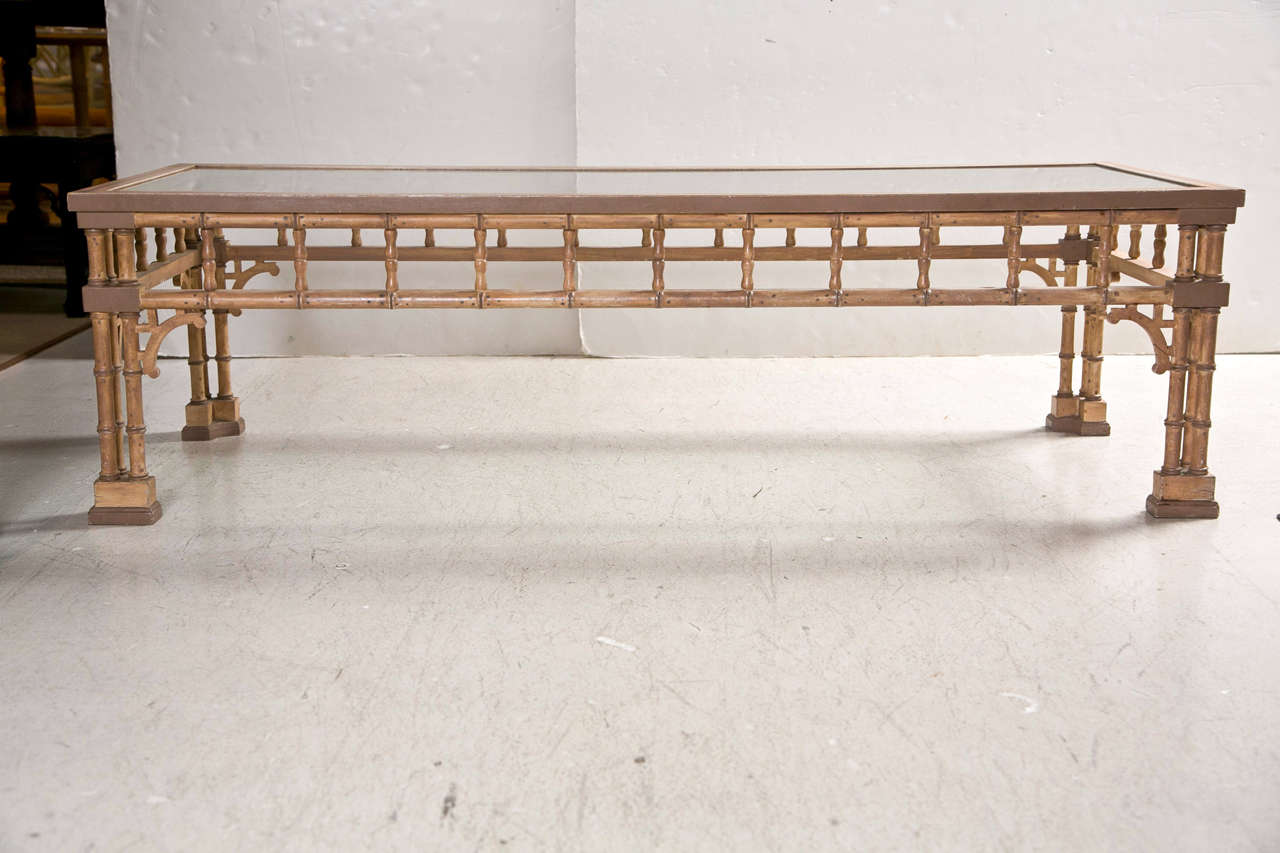 Faux Bamboo Coffee Table with glass Top at 1stdibs