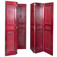 1950s Hand Tooled six Panel Leather Screen