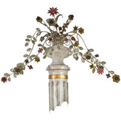 Italian Painted Tole Flower Sconce