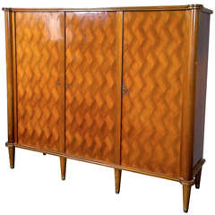 French 40's Mahogany Armoire/Server with Marquetry Doors