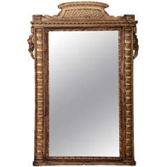 18th Cent. Dentil & Fish Scale Carved Gilt Mirror