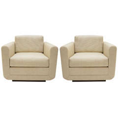 Pair of Upholstered Club Chairs