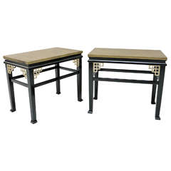 Pair of Custom Leather Topped Side Tables 3