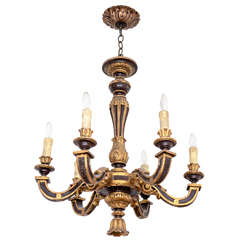 Baroque Style Ebonized and Gilt Wooden Chandelier