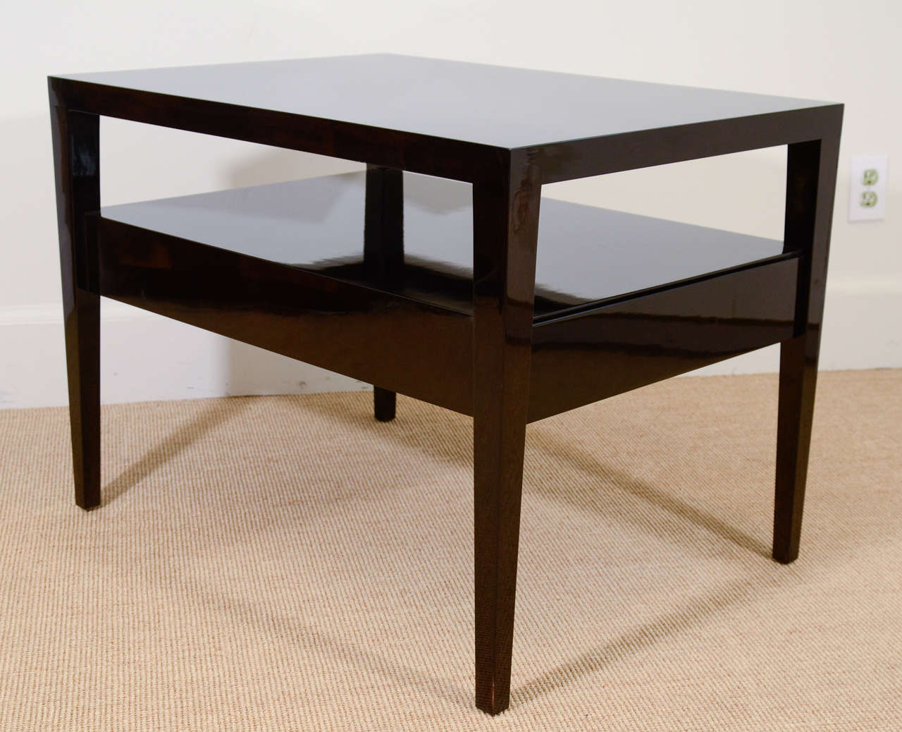 Pair of Rectangular, Custom-Made, Two-Tier End Tables with a Drawer In Excellent Condition In New York, NY