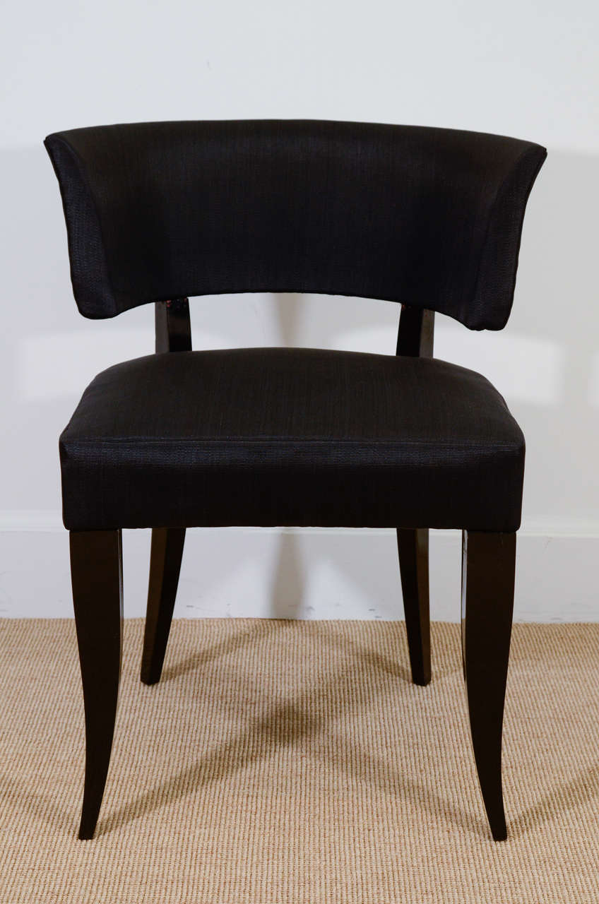 Mid-Century Modern Upholstered Lacquered Klismos Chair in the Style of Arbus For Sale