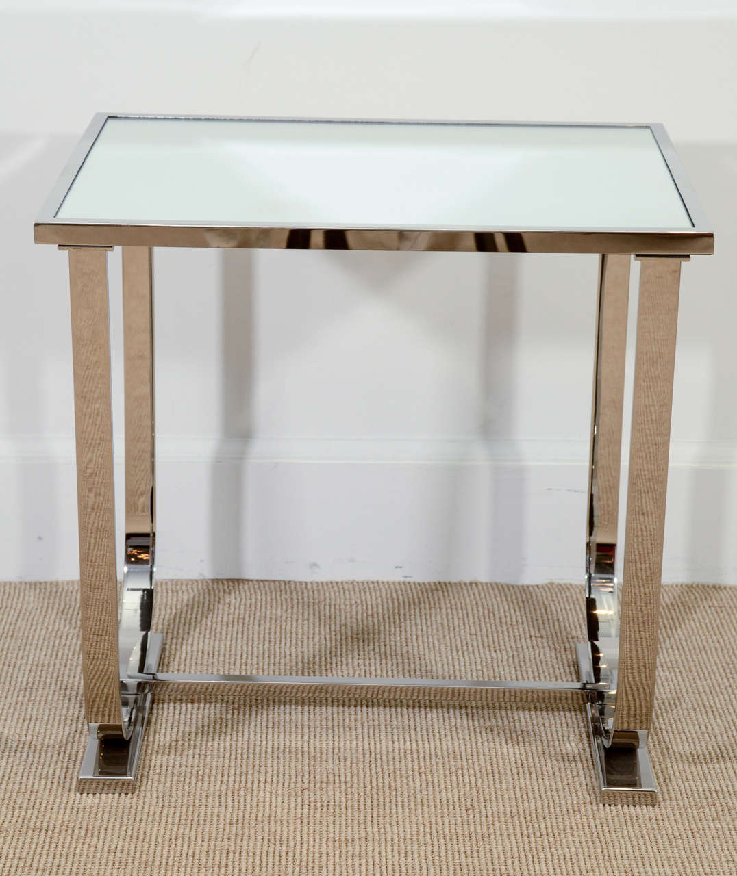 Art Deco Style Side Table with Mirrored Top