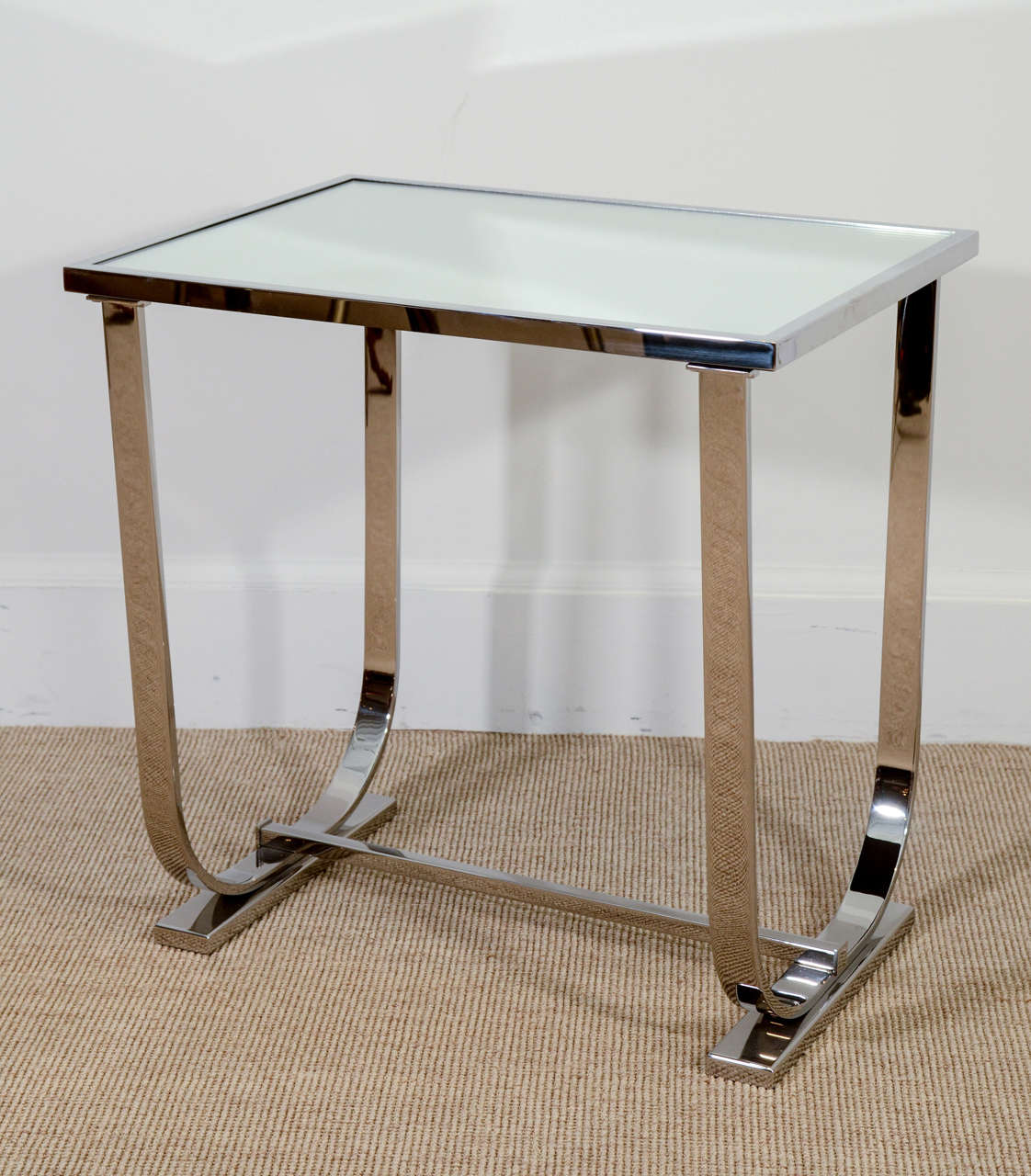American Art Deco Style Side Table with Mirrored Top For Sale
