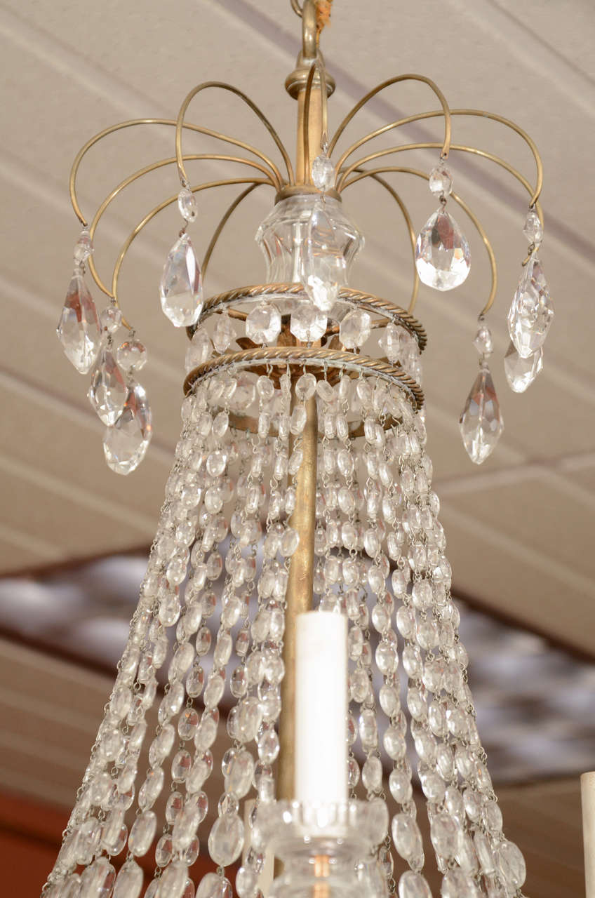 English Regency Style Crystal and Bronze Chandelier For Sale