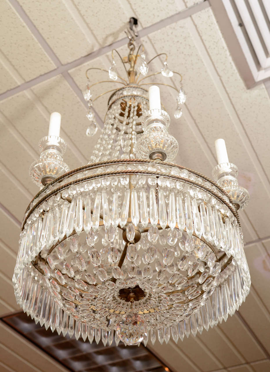 19th Century Regency Style Crystal and Bronze Chandelier For Sale