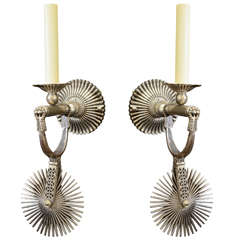 Antique Silver and Iron "Gaucho Spur" One-Light Sconces