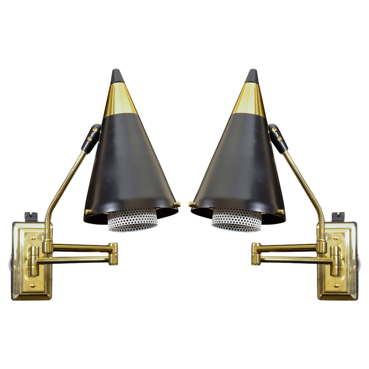 One Light Swing Arm Danish Sconces In Excellent Condition For Sale In New York, NY