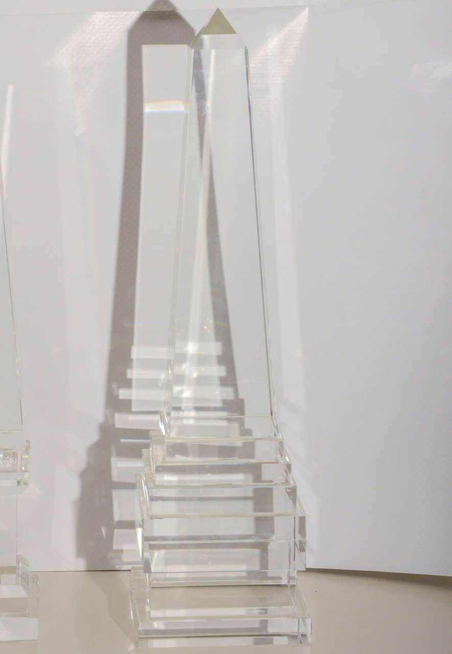Contemporary Set of Three Crystal Obelisks