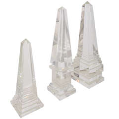 Set of Three Crystal Obelisks