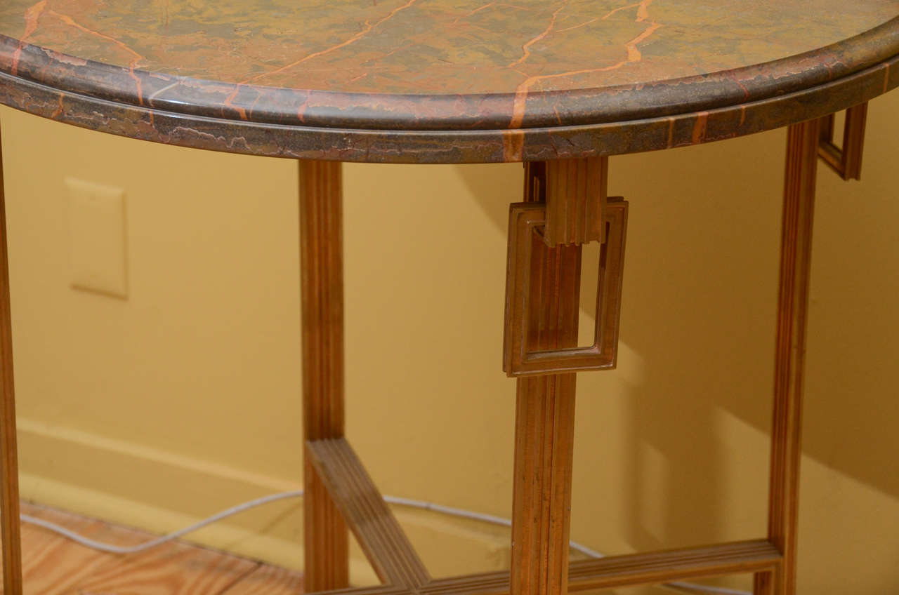 Marble-Top Table with Bronze Base In Excellent Condition In Southampton, NY