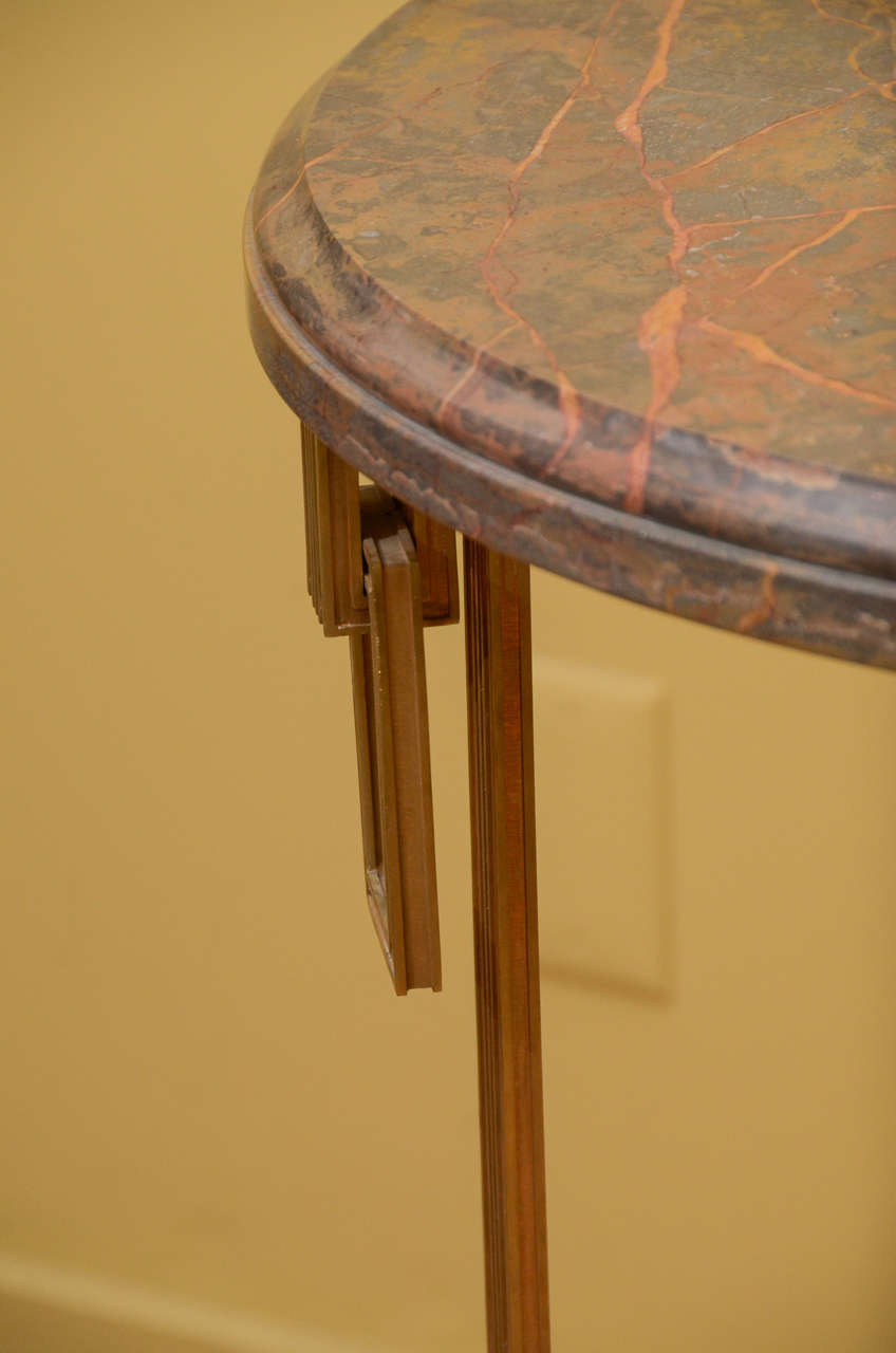 19th Century Marble-Top Table with Bronze Base