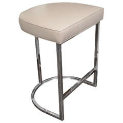 Single Bar Stool with Mirrored Stainless Steel Base