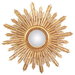 Large Gilt Sunburst Mirror, Late 20th Century