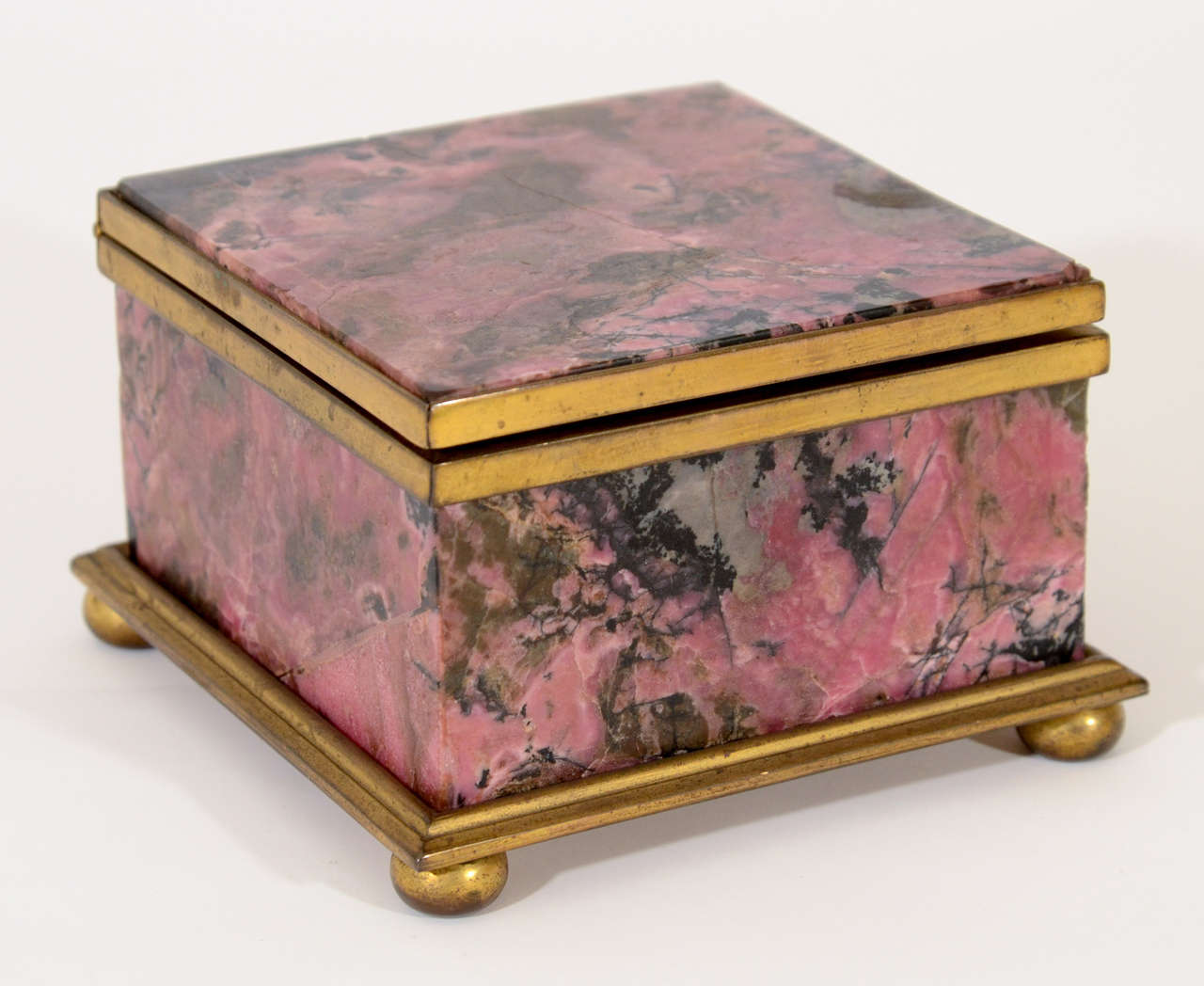 Pink Malachite Jewelry Box, Early 20th Century In Good Condition In New York, NY