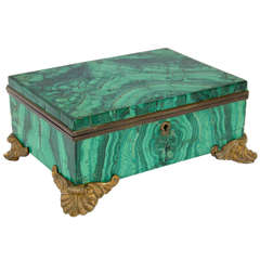 19th C Russian Malachite Jewelry Box