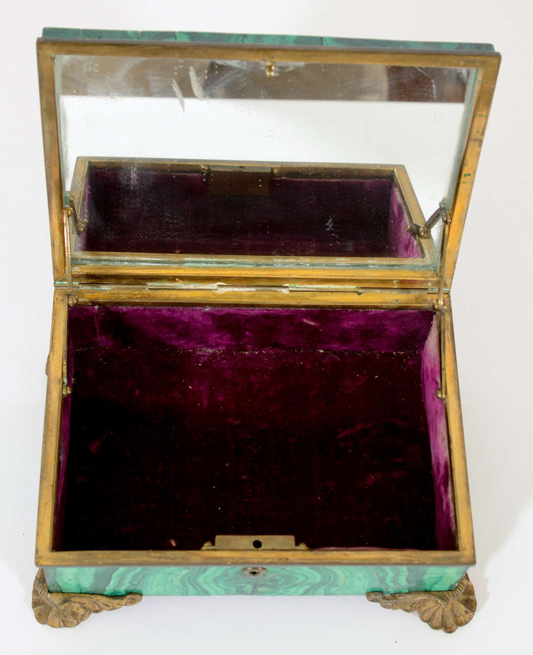 19th C Russian Malachite Jewelry Box 2