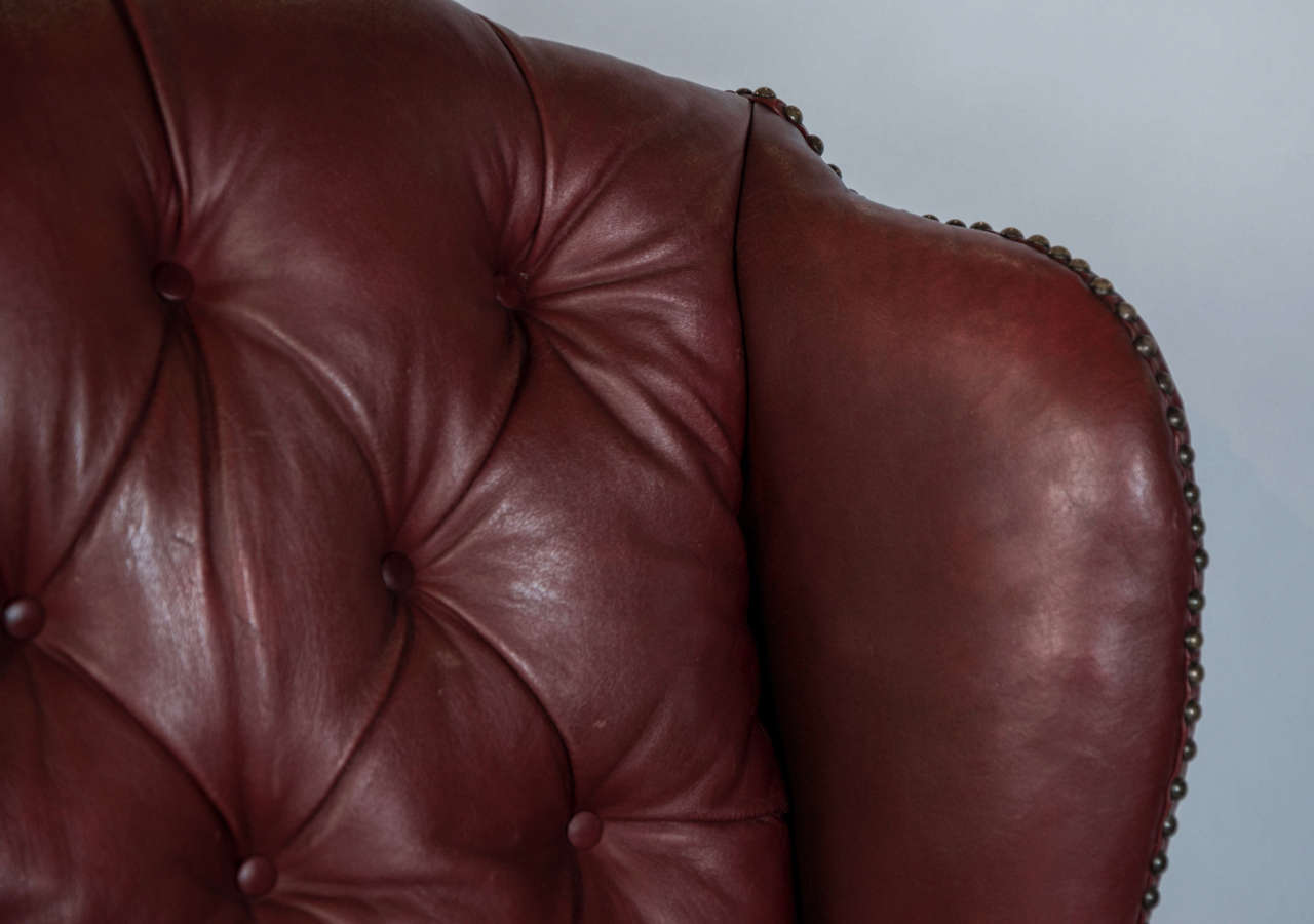 red leather wingback chair