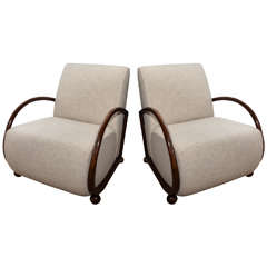 Pair of 1940's Chinese Art Deco Club Chairs