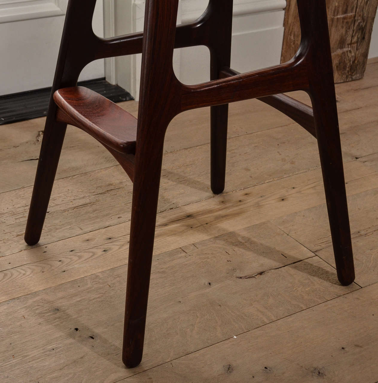 Mid-20th Century Set of Six 1960's Erik Buch Barstools in Rosewood and Leather
