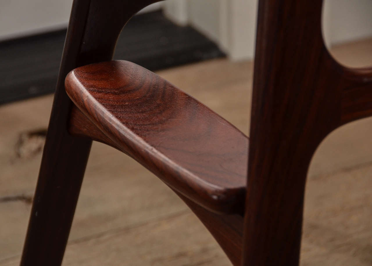 Set of Six 1960's Erik Buch Barstools in Rosewood and Leather 1