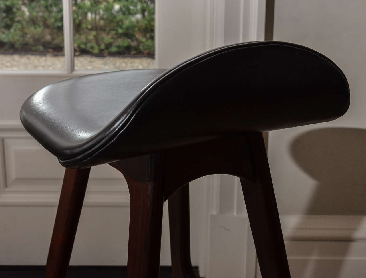 1970s Erik Buch Barstool in Rosewood and Black Leather 1