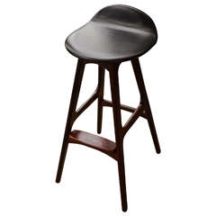 1970s Erik Buch Barstool in Rosewood and Black Leather