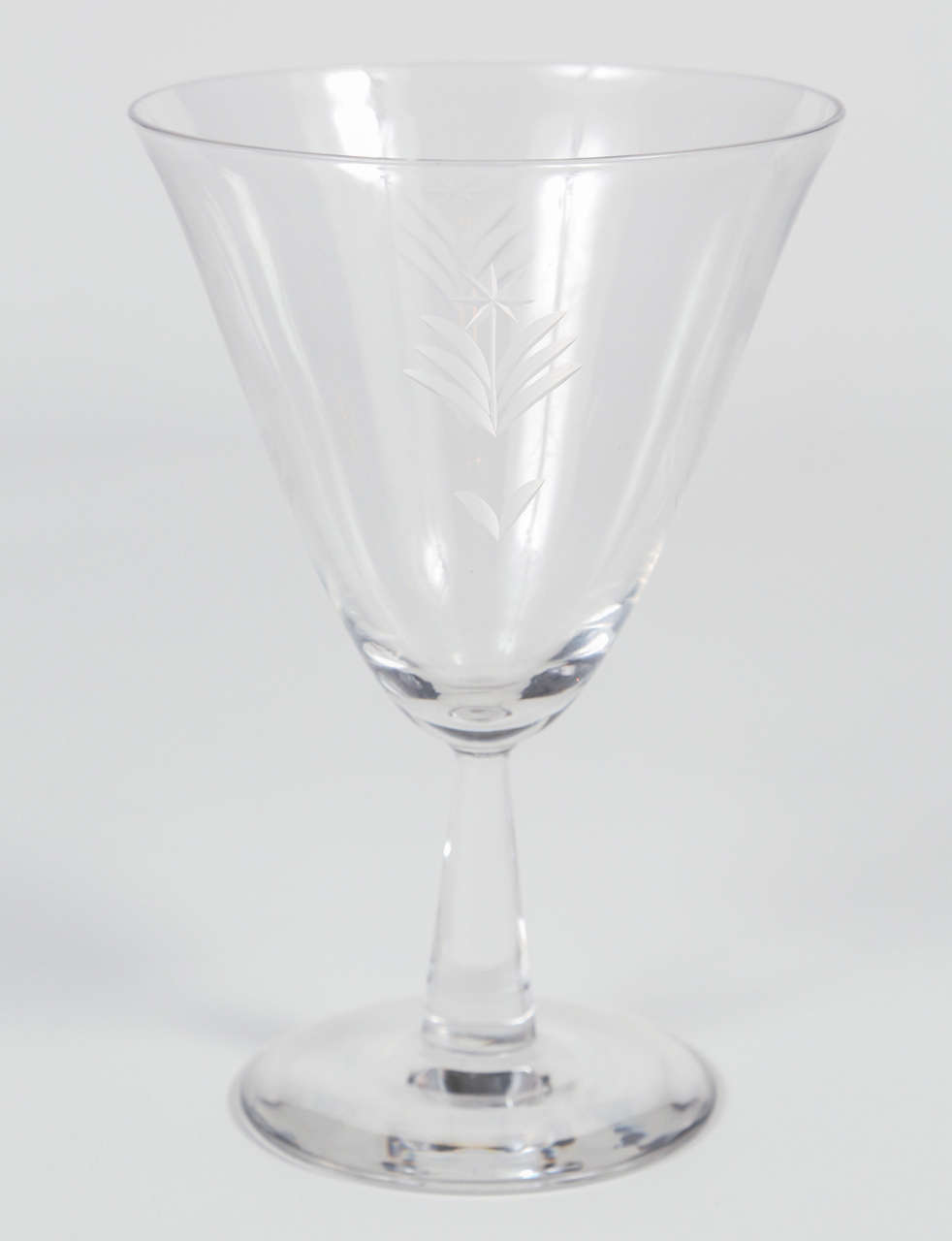 Set of MidCentury Etched Crystal Glasses For Sale at 1stdibs