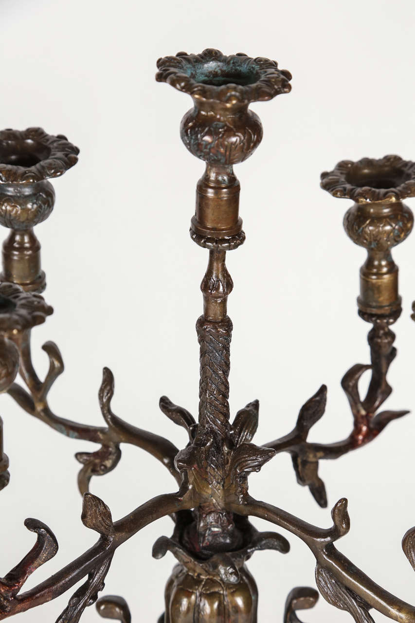 Pair of Antique Brass Candelabras at 1stDibs